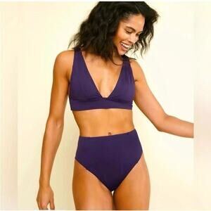 NWT Andie Swim The 90’s High Waisted Bottom Navy Blue Size XS